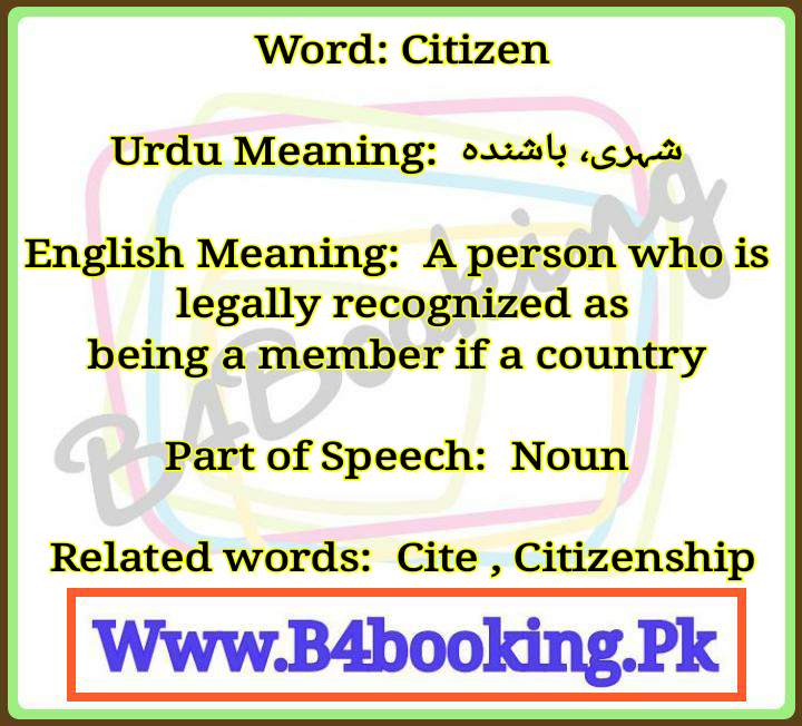Citizen Meaning In Urdu and English It's Pronounciation