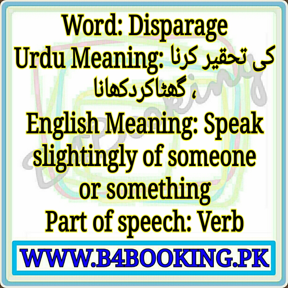 Disparage Meaning In English Dictionary